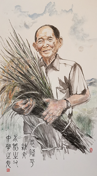 司徒惠霞作品《袁隆平》  规格：138×69cm  2021年.jpg