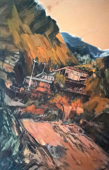 智超作品《高山石下》80X120cm 油画作品 2021年.jpg