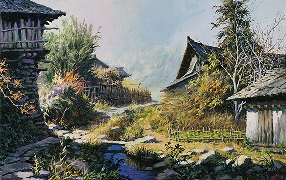赵竟城《故乡晨光》规格：90X60cm 2012年.jpg