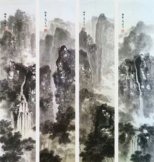 杨茂民作品《山水四条屏》.JPG