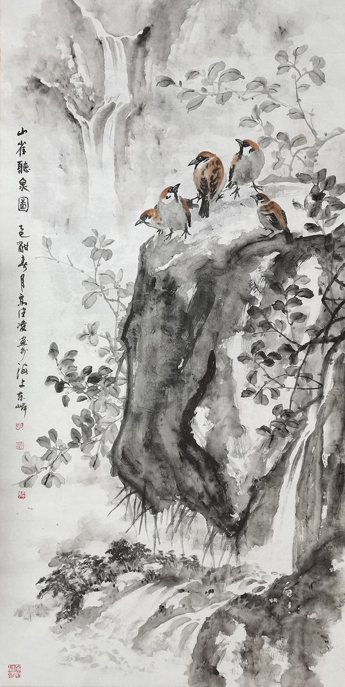 高健林作品《山雀听泉图》.jpg