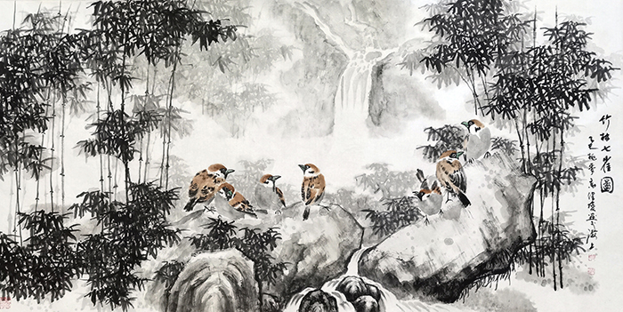 高健林作品《竹林七雀图》.jpg