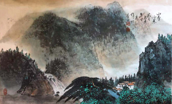 赖由亮作品6《山春小景》180cmX97cm.jpg