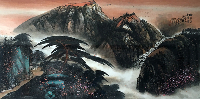 赖由亮作品7《松月生夜凉、风泉满清听》248cmX120cm.jpg