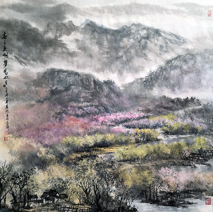 盛絜作品《春之交响梦萦故里》  规格：68×68cm.jpg