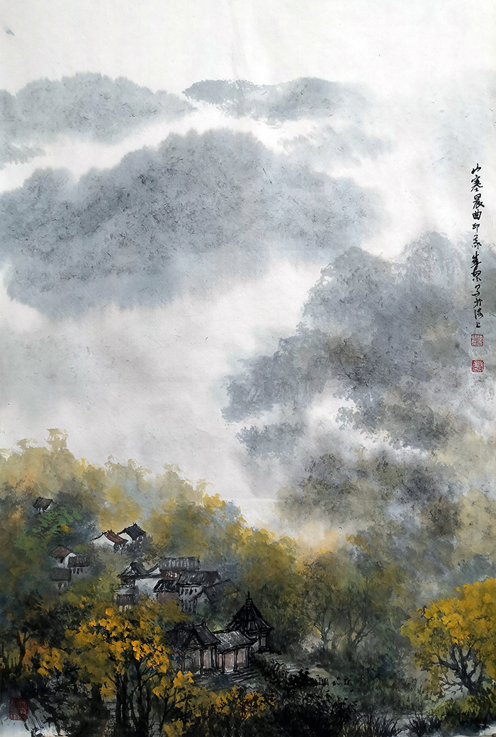 盛絜作品《山塞晨曲》  规格：68×45cm.jpg