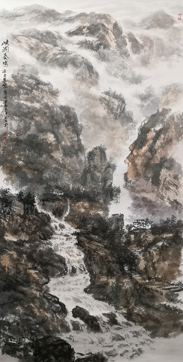 盛絜作品《峡涧奏鸣》  规格：68×45cm.jpg