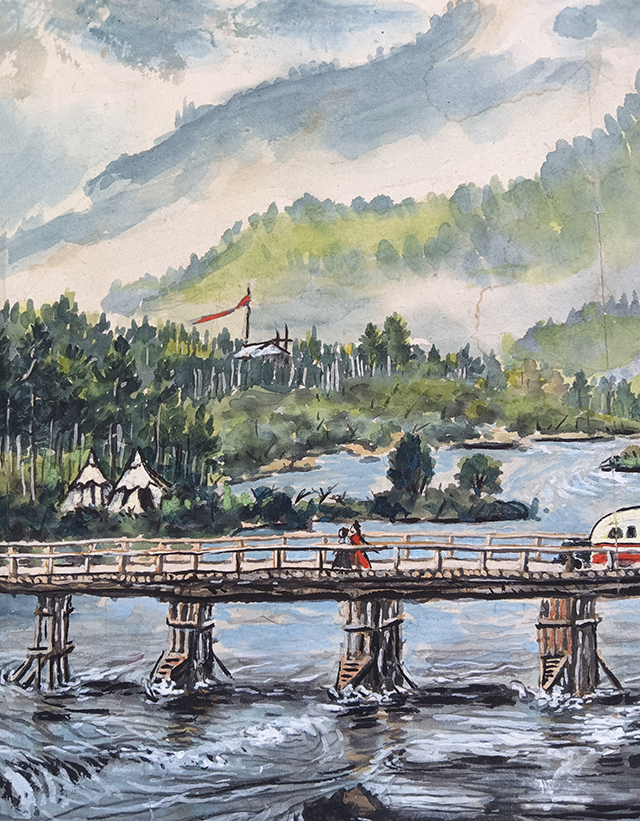 1962年5月17日  西藏林芝尼洋河上的木桥之局部  金庆画.jpg