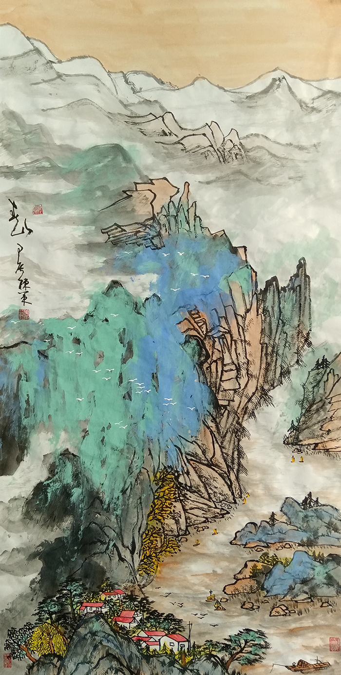 陈策作品5《春山》  甲辰  规格：138×69cm.jpg
