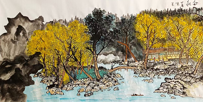 陈策作品8《金秋》  甲辰  规格：138×69cm.jpg