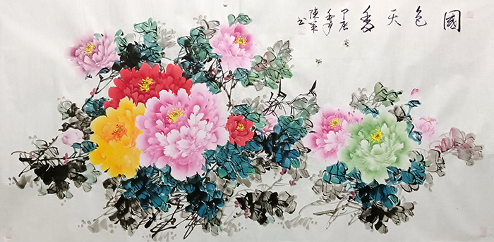 陈策作品9《国色天香》  甲辰  规格：138×69cm.jpg