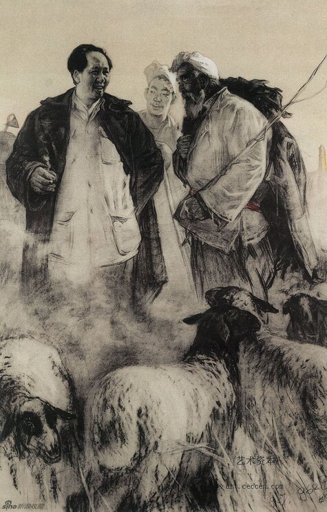 毛主席和牧羊人130cm×100cm，1959年