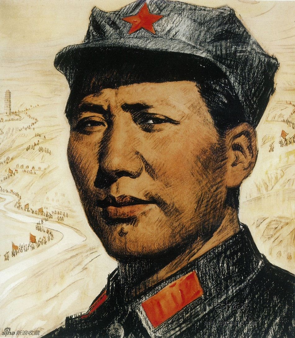 毛泽东同志在陕北40cm×50cm，1968年