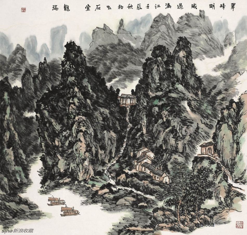 翠峰明灭过漓江101×107cm2012
