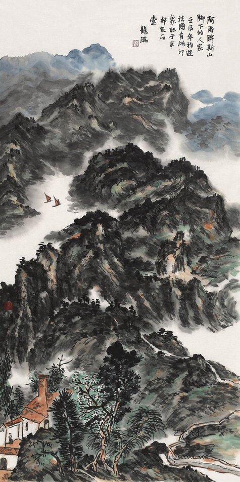阿尔卑斯山脚下的人家68×138cm2012