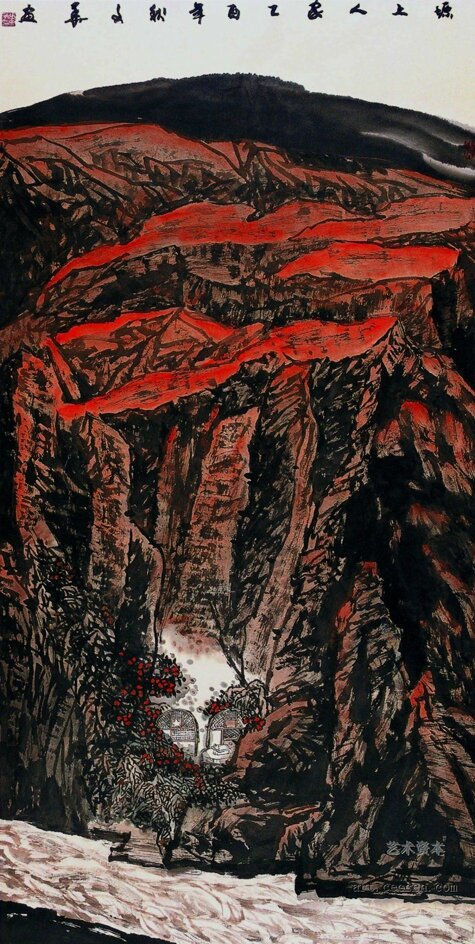 《塬上人家》137cm×68cm