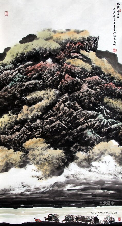 《秋染唐古拉》136cm×68cm