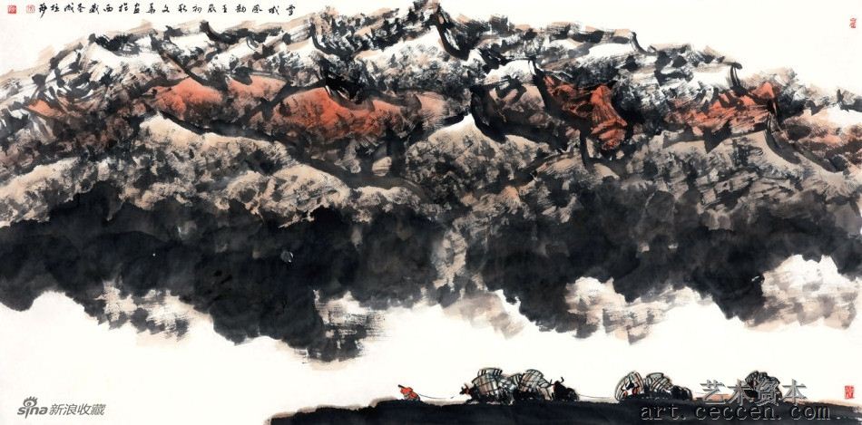 《雪域风韵》68×136cm2012年