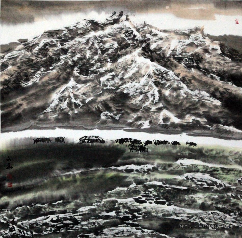 初春牧牛图68x68cm
