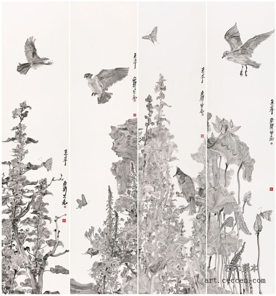 周京新-羽花蝶-纸本水墨-2012