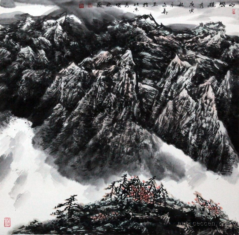 山峦竞秀68x68cm