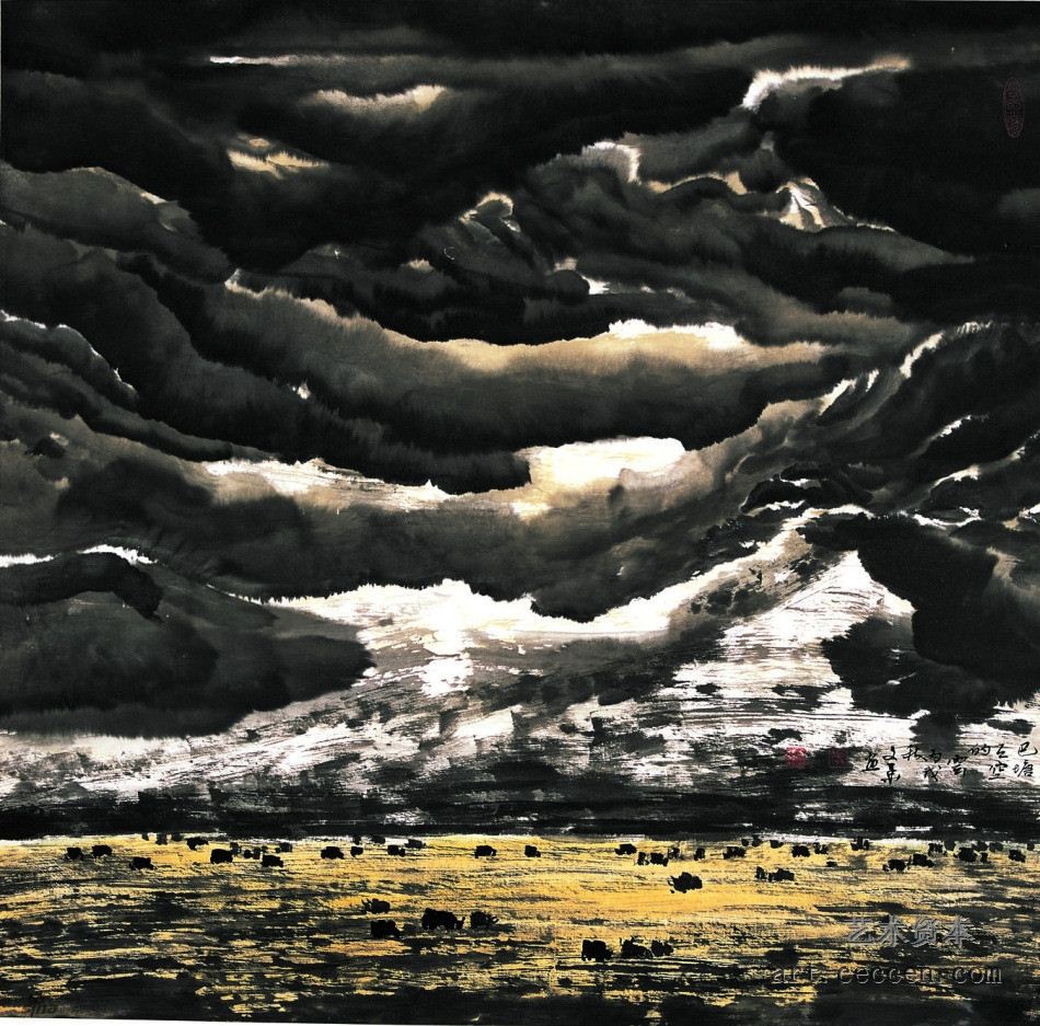 巴塘天空的云68x68cm2006年