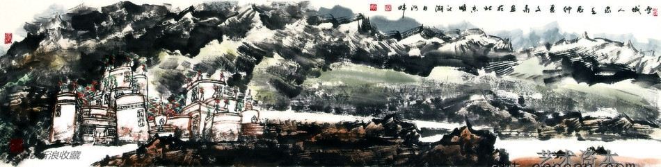 雪域人家（4）34x136cm2012年