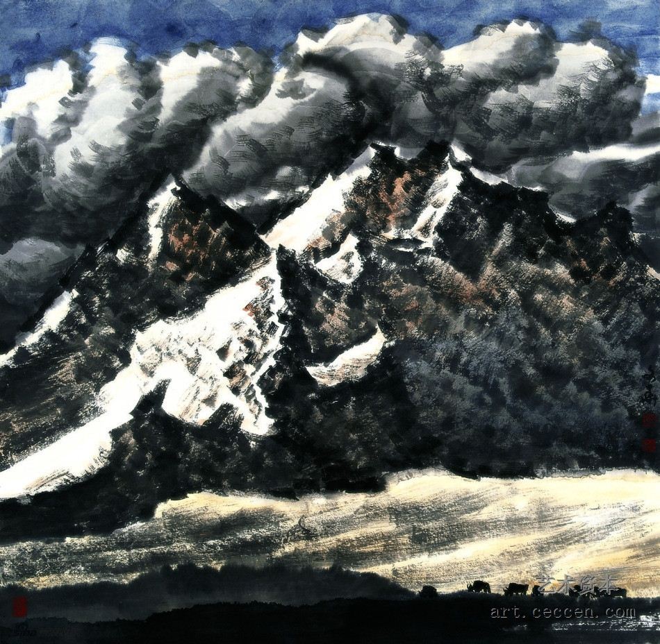 高原雪霁68x68cm2011年