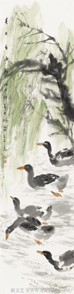 《春曰自由游》34x136cm
