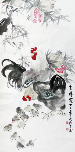 《吉祥笑百年》规格：68cmx138cm