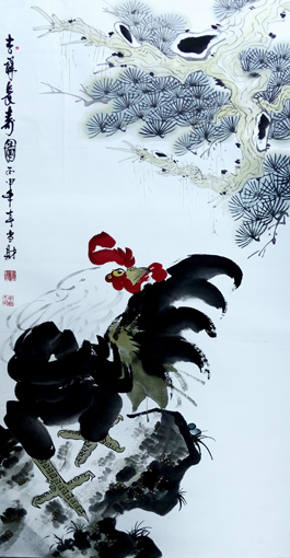 《吉祥长寿图》规格：68cmx138cm