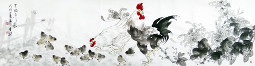 《天伦之乐》规格：180cmx48cm