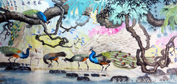 《孔雀听泉》180x96cm