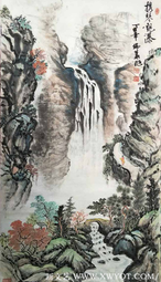 《携琴观瀑》