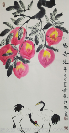 王鹤义作品《鹤寿延年》