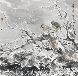 《醉雪图》68x68cm
