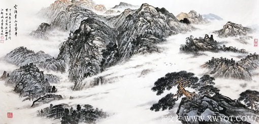 《云涌群山千峰秀》138x69cm