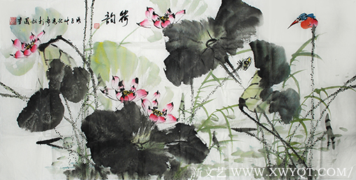 贺泉作品4《荷韵》（四尺）