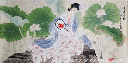 贺泉作品7《工笔仕女图》
