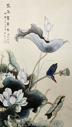 赵磊作品《菡氤惊翠》137cmx68cm