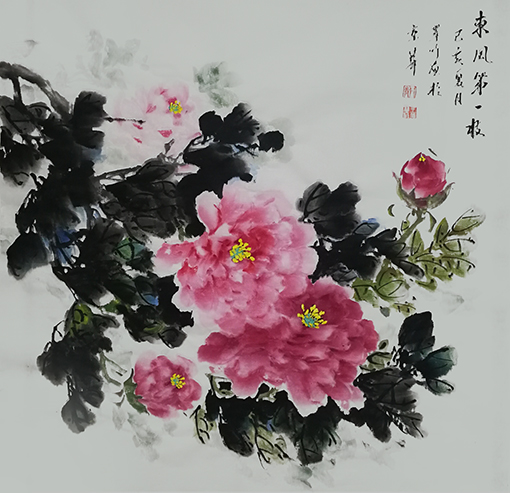 王翠竹作品《东风第一枝》规格：69cmx69cm