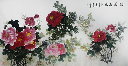 王翠竹作品《鸿运高照》规格：69cmx138cm