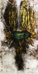 乐城麟作品《境由心生之天一生水》规格：180cmX97cm