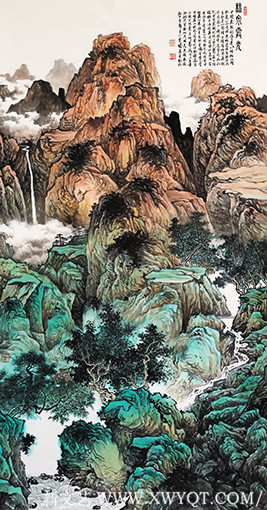 贾臻作品《林泉霞光》