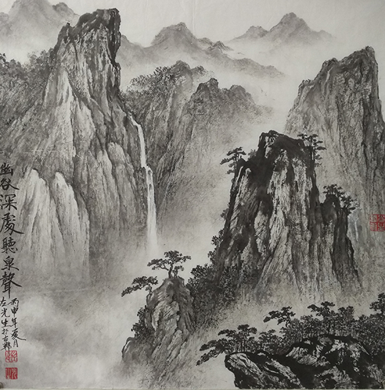 左光生作品《幽谷深处听泉声》规格：69㎝x69㎝