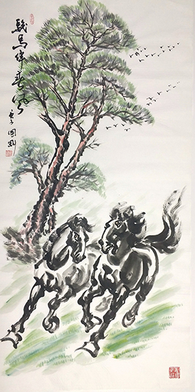 2潘国刚作品《骏马伴春风》