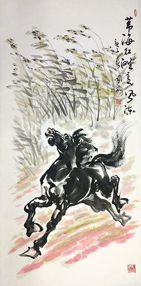 3潘国刚作品《苇海红滩竞风流》