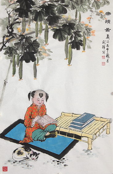 武锋作品《乐读图》规格：120cmx68cm