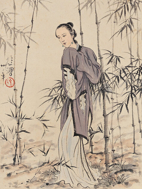 《修竹仕女图》