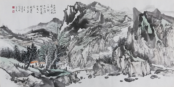 陈复兴作品《水抱孤村远》